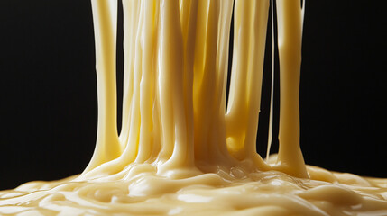 Luxurious melted cheese pull close-up