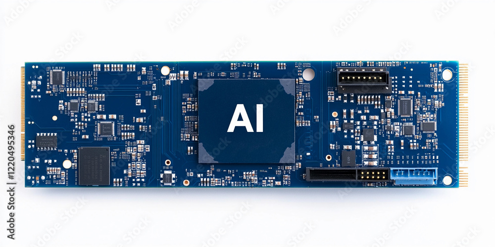 Poster advanced artificial intelligence circuit board close-up
