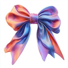Fototapeta premium 3D icon cartoon large decorative bow with flowing ribbons, isolated on a white background --quality 2