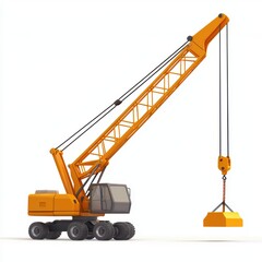 3D icon cartoon mobile crane with a telescopic boom, isolated on a white background -