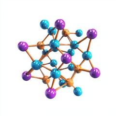 Obraz premium 3D icon cartoon molecule structure with vibrant nodes, isolated on a white background --quality 2