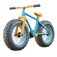 Fototapeta premium 3D icon cartoon mountain bike with thick tires isolated on a white background --quality 2