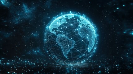 Illuminated Digital World Map Concept