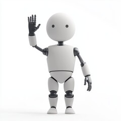 Fototapeta premium 3D icon cartoon person with a prosthetic arm waving, isolated on a white background --quality 2