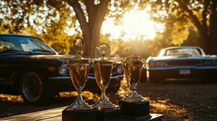 Gleaming Trophies in Bright Afternoon Light
