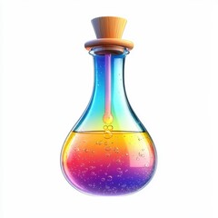 3D icon cartoon potion bottle bubbling with colorful liquid isolated on a white background --quality 2