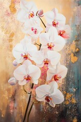 orchid on old paper background