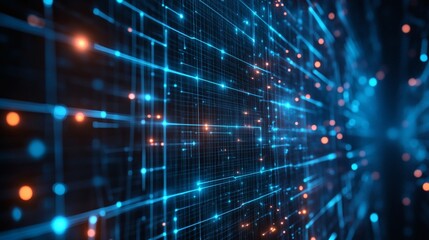 Futuristic data stream, network flow, digital matrix background; tech concept