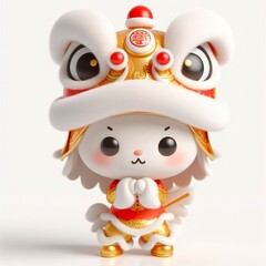 Adorable Chinese New Year Rabbit Lion Dance Costume Mascot