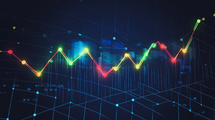 Fototapeta premium Abstract dark blue background with Colorful charts and graphs with statistics to innovative analyze business potential and forecast future development of companies growth.