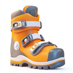 3D icon cartoon ski boots with bindings isolated on a white background --quality 2