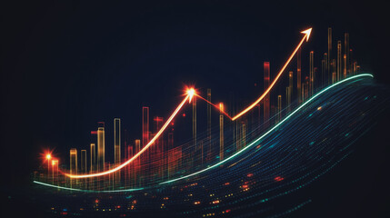 Obraz premium Abstract dark blue background with Colorful charts and graphs with statistics to innovative analyze business potential and forecast future development of companies growth.