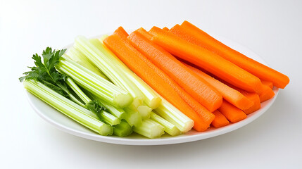 Neatly sliced vegetables on a clean white plate