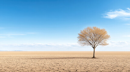 Fototapeta premium solitary tree in barren landscape symbolizes loss and resilience