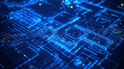 Futuristic Blue Circuit Board Background