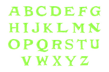 ぷるぷるした質感のアルファベット