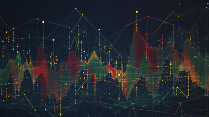 Obraz premium Abstract dark blue background with Colorful charts and graphs with statistics to innovative analyze business potential and forecast future development of companies growth.