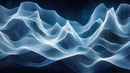 Obraz premium Abstract Wavy Lines in Ethereal Blue Tones