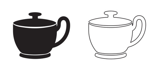 Coffee cup icon set line and flat style. Tea cup icon. Vector illustration