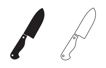 Set of kitchen knife silhouette. Knife weapon vector flat style