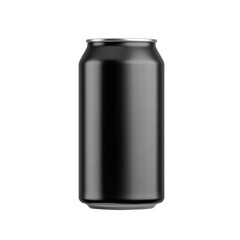 Minimalist Black Soda Can on Transparent Background, cut out
