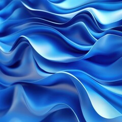 Obraz premium 3d render, abstract fashion background with blue wavy ribbons, folded cloth macro
