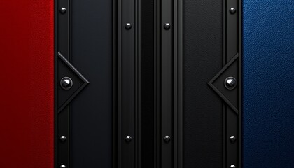 Abstract textured panels with metallic accents and rivets