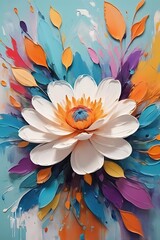Abstract oil painting of flowers