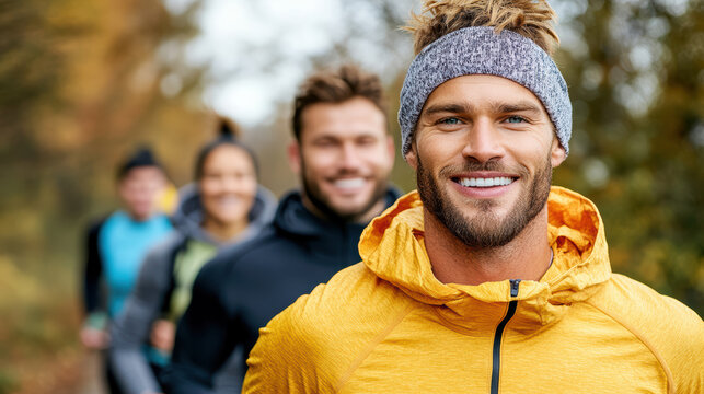 group of people enjoying fun outdoor boot camp in nature