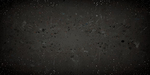 Abstract black distressed white doted particles scattered across overlay black background.
