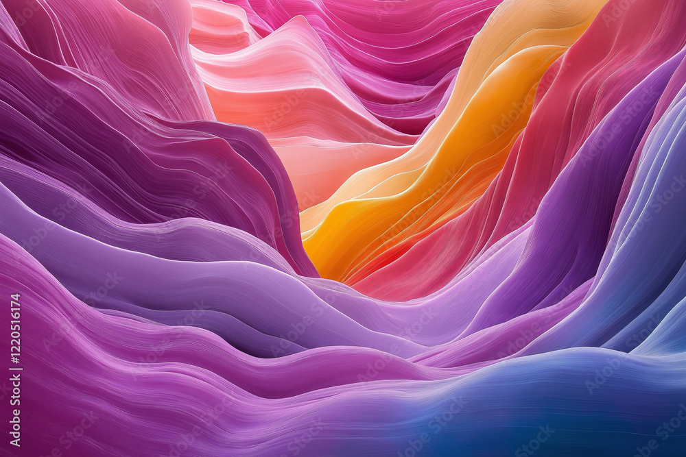 Poster fluid waves of color blending into one another seamlessly