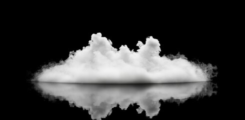 Obraz premium Abstract white smoke on a black background, a room or stage for product presentation with generative ai