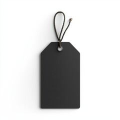 a blank black gift tag on a white background