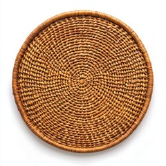 a rattan placemat isolated on a white background