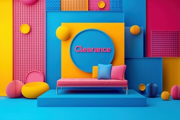 Vibrant clearance display in modern retail space promotional artwork