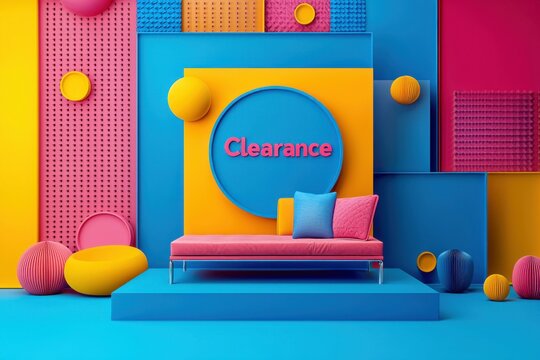 Vibrant clearance display in modern retail space promotional artwork