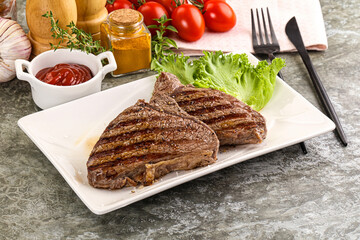 Delicus grilled beef steak with sauce