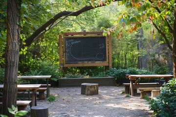 Outdoor Classroom in Natural Setting with Chalkboard