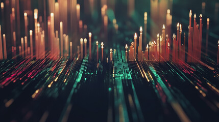 Abstract dark blue background with Colorful charts and graphs with statistics to innovative analyze business potential and forecast future development of companies growth.