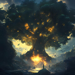 Fototapeta premium Mystical Tree in Fantasy Landscape