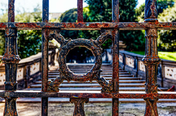 Old Wrought Iron Gate in Naples Italy