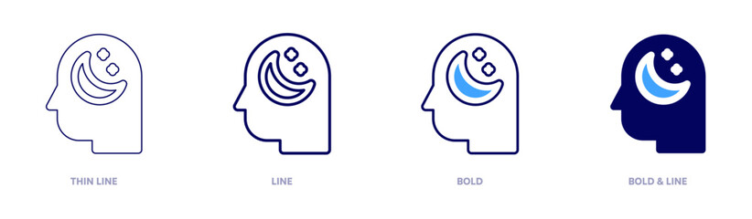 Insomnia night icon in 4 different styles. Thin Line, Line, Bold, and Bold Line. Duotone style. Editable stroke