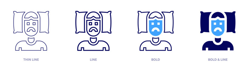 Insomnia treatment icon in 4 different styles. Thin Line, Line, Bold, and Bold Line. Duotone style. Editable stroke