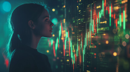 Abstract dark blue background with Colorful charts and graphs with statistics to innovative analyze business potential and forecast future development of companies growth.
