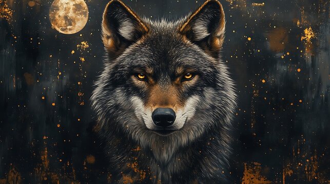 wolf moon sky mystical picture