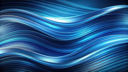 Abstract Blue Swirling Lines Background Design Featuring Smooth, Shiny, and Flowing Curves