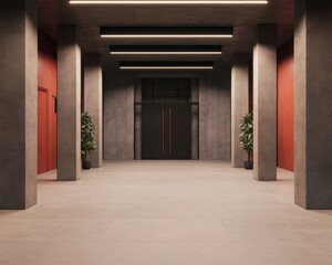 Fototapeta premium Clean Gym Entrance with Motivational Posters and Sleek Modern Design Elements