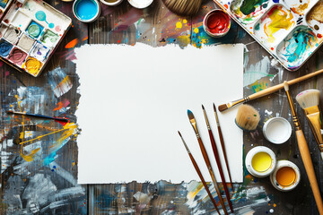  Creative Artist’s Desk with Watercolor Paints white mockup