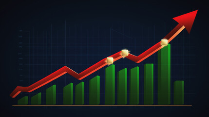 Fototapeta premium Abstract dark blue background with Colorful charts and graphs with statistics to innovative analyze business potential and forecast future development of companies growth.