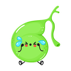 Crying Gallbladder character. Vector hand drawn cartoon kawaii character illustration icon. Isolated on white background